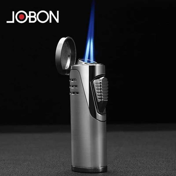 Jobon metal multifuncional butano sem gás isqueiro poderoso chama azul turbina tocha jato charuto presente masculino com perfurador