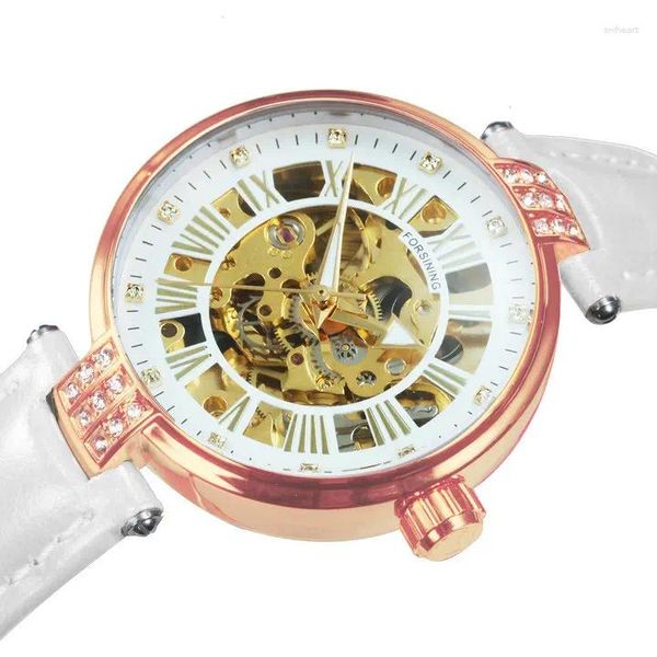 Orologi da polso Forsining Moda Elegante orologio automatico per donna Business Skeleton Meccanico Orologi da donna Top cinturino in pelle