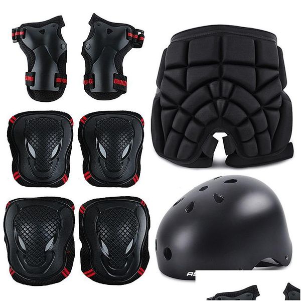 Skate Schutzausrüstung Skateboard Eis Roller Skating Ellenbogen Hüfte Pads Handgelenk Sicherheitsschutz Radfahren Reiten Helm Schutz für Kinder Adts Dh8Rl