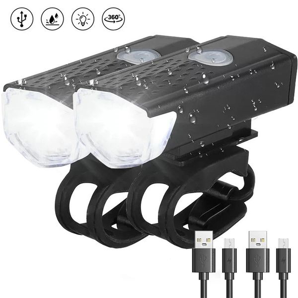 Fahrradbeleuchtung Fahrradlicht USB LED wiederaufladbare Scheinwerfer Set Regendicht Radfahren vorne hinten Lampe Warnung Taschenlampe 231206