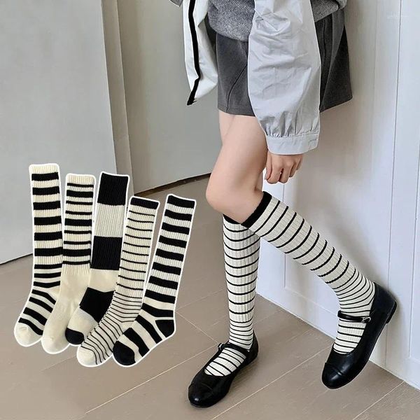 Frauen Socken Strümpfe japanischen Stil gestreift Schule Mädchen lange Herbst Winter Baumwolle stricken Kniestrumpf