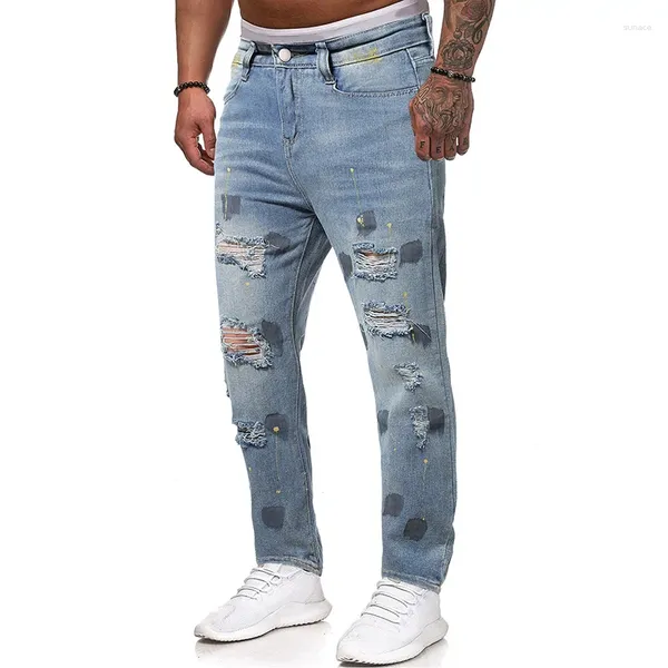 Herrenjeans 2023 Außenhandel Lange Hosen Koreanische Ausgabe Jugend Personalisierte Mid Rise