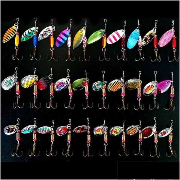 Iscas Iscas Fiorde 30 Pçslot Spinning Colher Conjunto de Pesca Kit Spinner Água Doce Equipamento de Água Salgada Acessórios Isca Artificial 2211 Dh9Pv