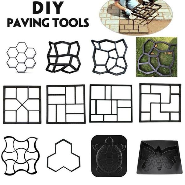 Pavimentação manual de moldes de concreto, tijolo de cimento, reutilizável, faça você mesmo, molde de caminho de plástico, pedra de jardim, pavimentação de estrada, decoração de jardim288y