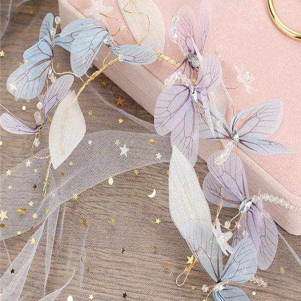 Fermagli per capelli Farfalla Accessori da sposa in cristallo Decorazione Fasce con strass Ornamento da indossare per la testa per le ragazze della sposa