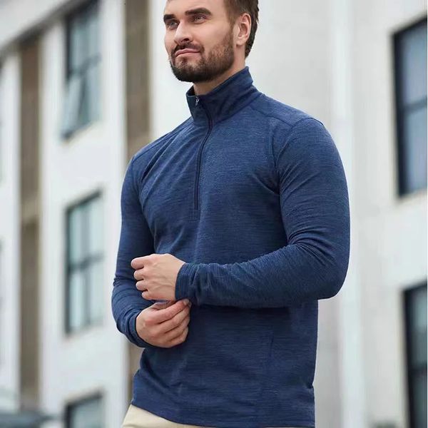 Intimo termico da uomo Uomo 100% lana merino Strato base Top lana merino Intimo termico leggero Uomo Camicie a maniche lunghe aderenti Maglione con mezza zip 231206