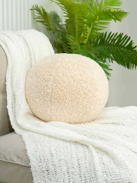 Cuscino/cuscino decorativo a sfera bianca per divano, carino, moderno, chic, in stile boho, rotondo, super morbido, sferico
