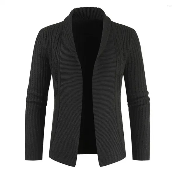 Giacche da uomo Taglie forti Uomo Casual Manica lunga Colletto bavero Twist Maglieria Cardigan Cappotto corto