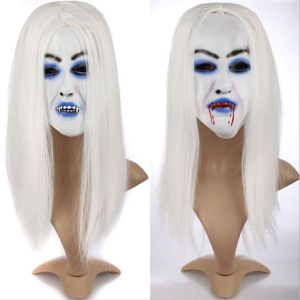 Peruca cosplay máscara assustadora banshee fantasma halloween traje acessórios peruca festa máscaras304l