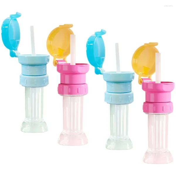 Mutfak Muslukları 4 PCS Su Şişesi Üstler Toddlers Waterbottles Mineral Çocuk Kapakları Şeffaf PP Saman