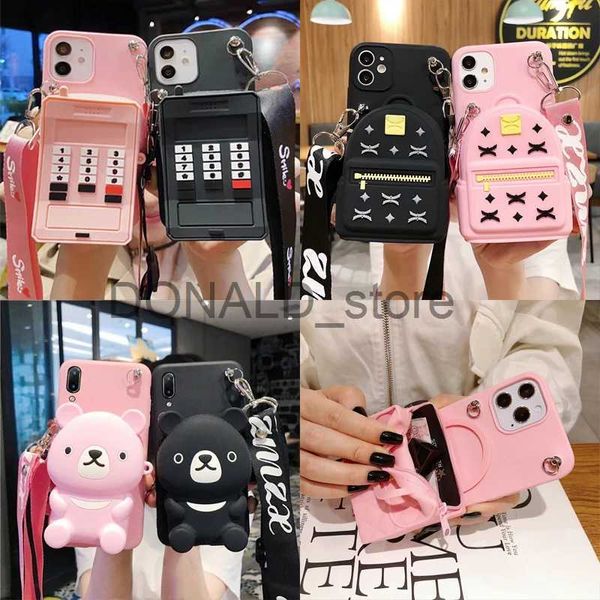 Casos de telefone celular dos desenhos animados 3D Coin Wallet Phone Bags para Samsung Galaxy M01 M11 M13 M21 M23 M30 M42 M51 M52 M53 M54 M62 Cute Dog Mobile Case J231206