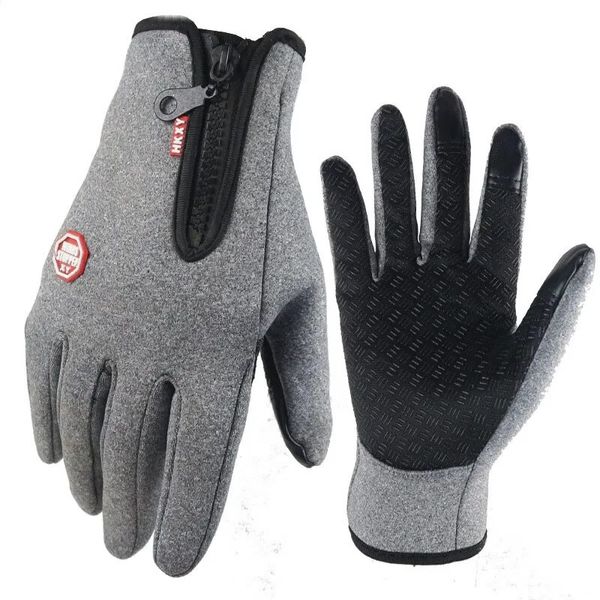 Cinco dedos luvas de inverno velo para homens mulheres touchscreen quente ao ar livre ciclismo condução resistência fria à prova de vento antiderrapante 231205