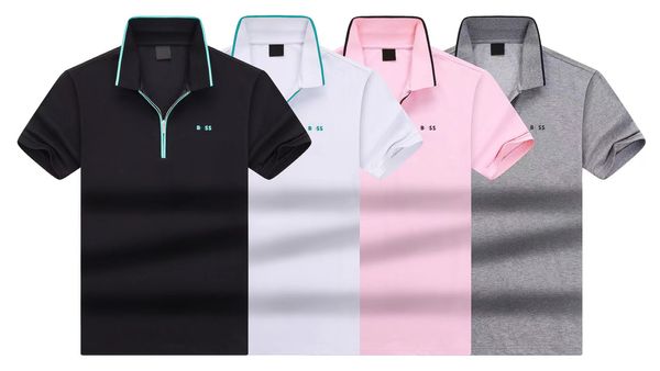 Bosss Mens Polo T Shirt Alta Qualidade Tempo de Lazer Moda T-shirt Em Torno Do Pescoço Respirável Top Com Zipper Negócios Polos Verão Camisa Casual Tee Homem Tops Designer Men Tee