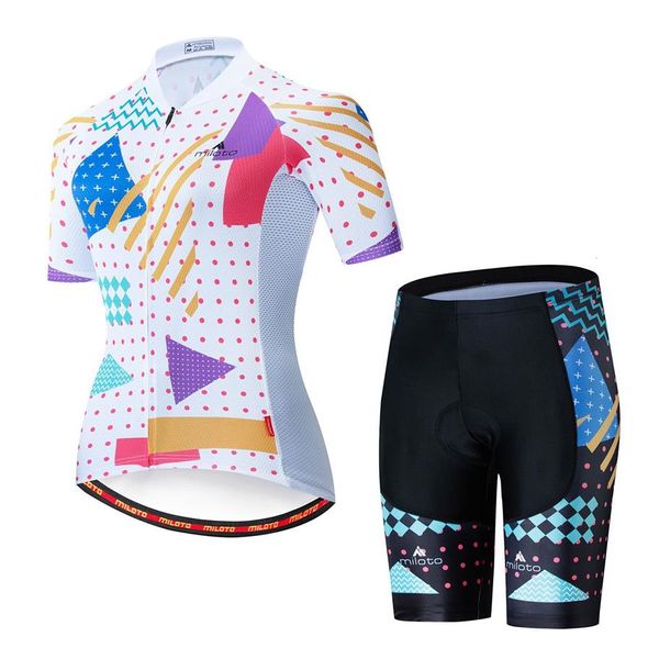 2022 feminino miloto equipe de bicicleta manga curta conjunto camisa maillot ciclismo camisa verão respirável kits188e