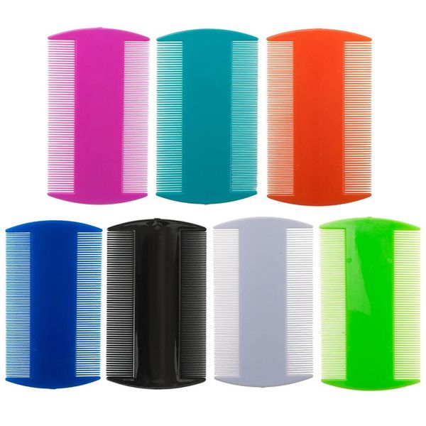 Pente durável para remoção de piolhos e pulgas, 7 cores, pente para caspa, pentes de cabelo fino para cachorrinho, dentes finos, pente para pulgas, com lado duplo para gatinhos, cães, gatos, cuidados com animais de estimação