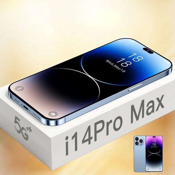 Cep Telefonu Çift SIM Android Akıllı Telefon Cep Telefonu 5G Cep Telefon Ucuz Yepyeni Kilitli I 14 Pro Max Global Cep Telefonu