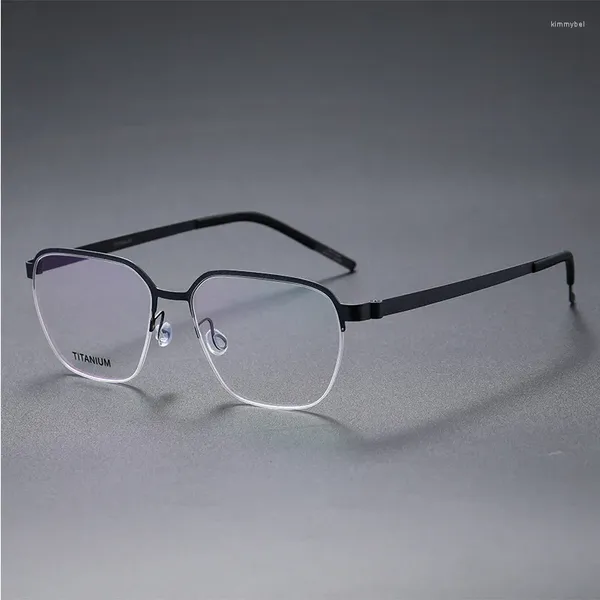 Óculos de sol quadros miopia óculos 7423 meia armação feminino puro titânio na moda óculos quadro claro simples atacado