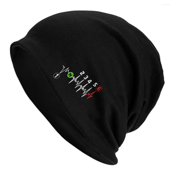 Berretti Moto Battito Cardiaco 1n23456 Cappelli Beanie Divertente Elettrocardiogramma Cofano Uomo Strada Palestra Cappello di Maglia Autunno Design Berretti Caldi