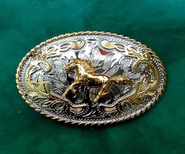 1 pz pizzo oro cavallo da corsa cowboy fibbia della cintura in metallo per uomo039s jeans cintura occidentale testa3828543