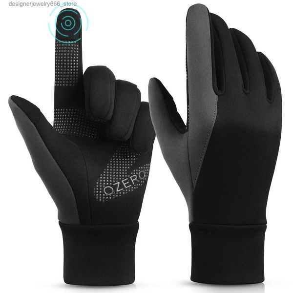 Перчатки с пятью пальцами OZERO Зимние термовелосипедные перчатки унисекс с полными пальцами Спортивные велосипедные перчатки MTB Велосипедные гонки с сенсорным экраном Зимние перчатки Q231206