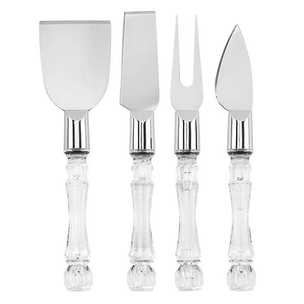 50Set Transparente kunststoff griff Edelstahl Käse Messer Käse Cutter Käse Bord Butter Spachtel Küche Käse Werkzeuge