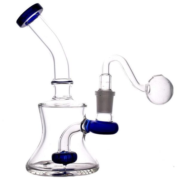 Mini bong in vetro colorato più recente con perc diffuso da 6 pollici per tubi petroliferi in vetro a mano con giunto da 14 mm