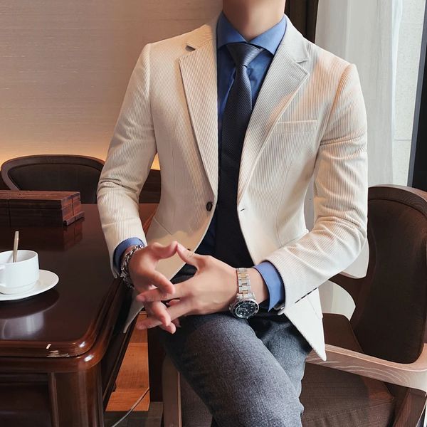 Männer Anzüge Blazer 2023 Hohe Qualität Koreanische Slim Fit Casual Cord Blazer Jacke Männer Kleidung Britischen Stil Langarm Business formale Tragen Mantel 231206