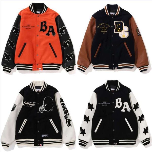 Giacca bomber da uomo Giacca da baseball Giacca da volo Lettere floccate e design ricamato Alla moda abbinata Giacca in pile finta pelle Giacca mimetica Taglia asiatica b10