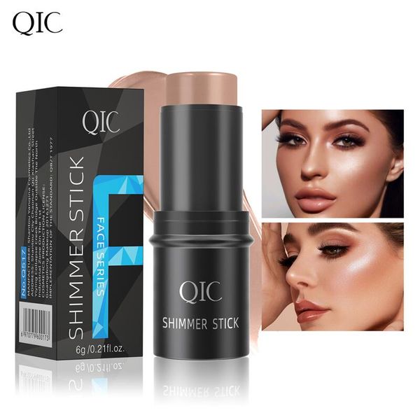 Qic bastão de contorno em 6 cores, iluminador, durável, à prova d'água, corretivo multifuncional, brilhante, blush, sombra, maquiagem facial