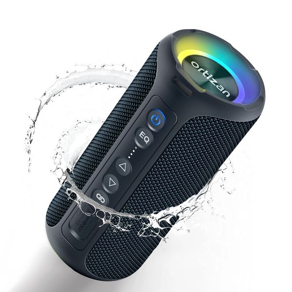 Handy-Lautsprecher Bluetooth-Lautsprecher Ortizan 40 W tragbarer kabelloser Stereo-Lautsprecher IPX7 wasserdichter Duschlautsprecher mit tiefem Bass/LED-Licht/ 231206