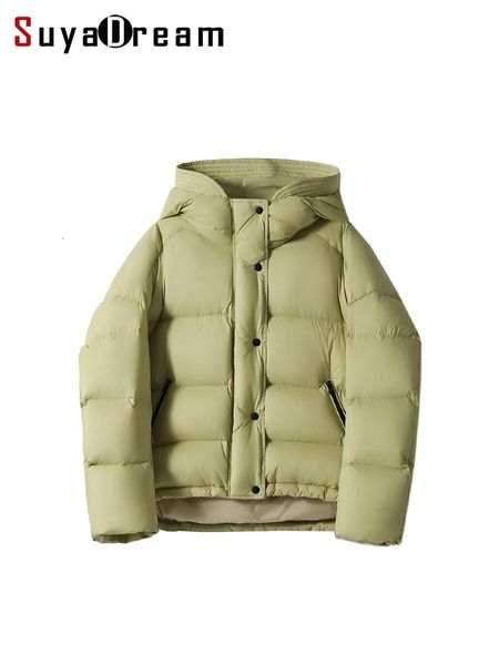 Womens Down Parkas Mens Coletes SuyaDream Mulher Casaco Com Capuz 95% Branco Ganso Preenchimento Sólido Acolchoado Inverno Queda Jaqueta Quente 231206