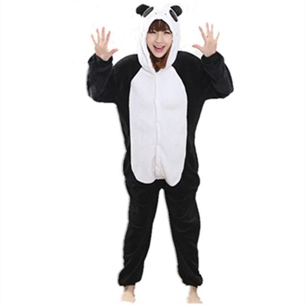 Flanel anime çizgi film panda cosplay yetişkin unisex cosplay hayvanları sevimli onesies hayvan pijamaları cadılar bayramı pijama setleri hayvan nonopand226s