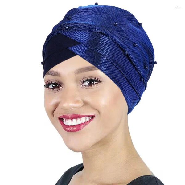 Roupas étnicas Testa Cross Turban Chemo Cap Muçulmano Beading Headscarf Head Wraps para Mulheres Islâmico Feminino Hijab Bonnet Turbante Mujer Hat