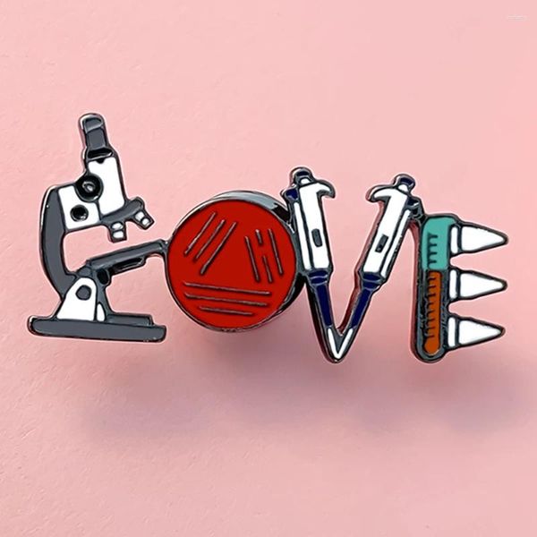 Broschen Catuni Biologie Wissenschaft Liebe Pin Brosche Kreative Emaille Mikroskop Petrischale Revers Rucksack Abzeichen Zubehör Für Studenten Labor