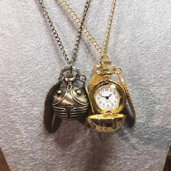 Orologi da tasca Orologio da taschino con ciondolo a sfera dorata Orologio da taschino con pallina da boccino Regali per bambini Orologio da collana al quarzo Orologio da taschino carino carino all'ingrossoL231120