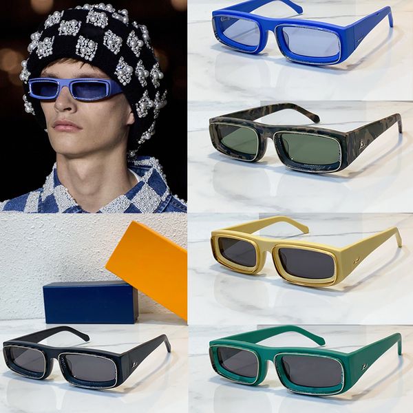 Óculos de sol masculinos com caixa de moda, armação retangular pequena e portátil, mudança de cor de luxo, resistente a UV400, com capa protetora Z2601U