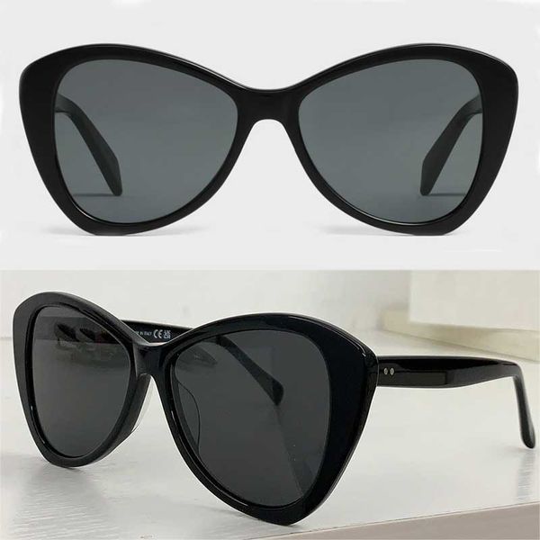 Stilista Donna Occhiali da sole a farfalla Arco di trionfo Occhiali da sole in acetato Nero Cornice a farfalla Lenti fumé Lady Beach Vacation Occhiali UV400 CL40270