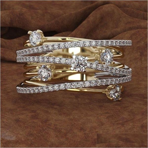 Anéis de casamento 14k 3 cores anel de diamante de ouro para mulheres topázio 1 quilate pedra preciosa bizuteria anillos sier 925 jóias noivado 220212 d dhgyh