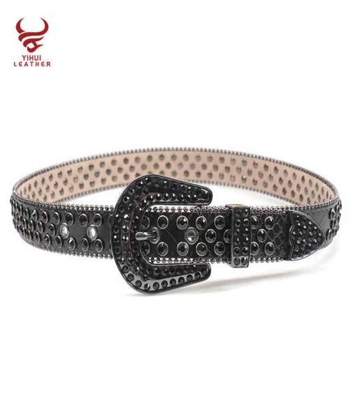 Cinto personalizado Wtern cravejado de diamante sintético preto Rhintone meninos crianças MenSimon6155647