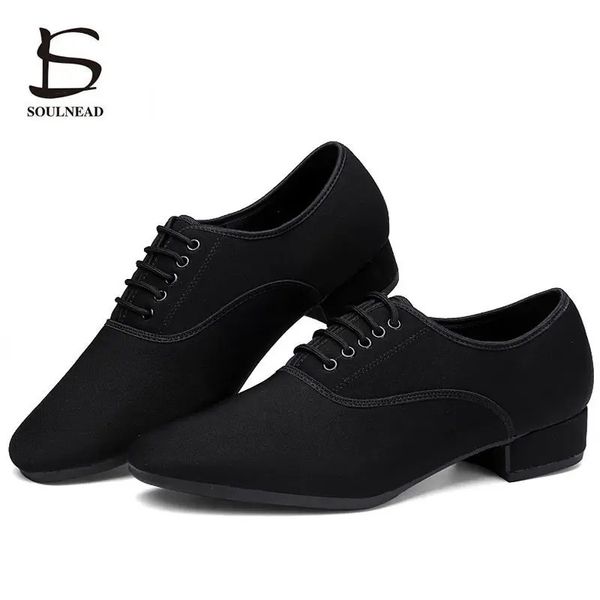 Sapatos de dança masculinos salsa latina sapatos de dança de pano preto sapatos de salão plus size 38-46 prática competição sapatos de dança homem tênis de dança 231205