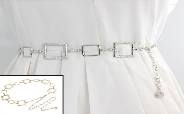 Ремни женские стильные квадратные крючки металлическая поясная цепочка INS стиль украшение костюма пояс простой универсальный 90-е годы винтаж3318487