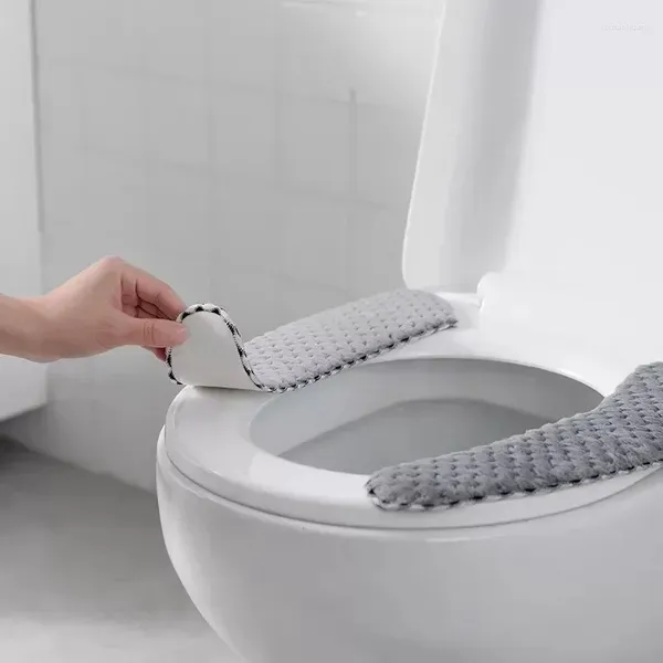 Coprisedili per WC Coprisedili Coprisedili morbidi lavabili Cuscino autoadesivo Tappetino universale caldo per sgabello Accessori per il bagno WC