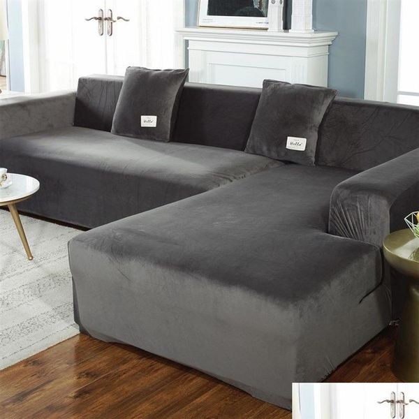 Чехлы на стулья однотонный угловой диван Ers для гостиной эластичные тапочки из спандекса диван Er эластичное полотенце L-образная форма нужно купить 2P Homefavor Dh1Qz