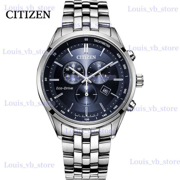 Altri orologi Original Citizen Ecology-Drive Cronografo a tre occhi da uomo Piastra blu Cintura in acciaio Business da uomo Acqua QuartzProof T231206