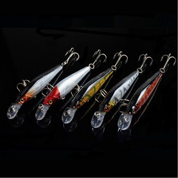 Iscas iscas 5 linhas de laser de cor Minnow Pesca Baixo Crankbait Ganchos Enfrentar Manivela OPP Bag Embalagem 8.4G 8.5cm / 3.35 Drop Delivery Dh7ic