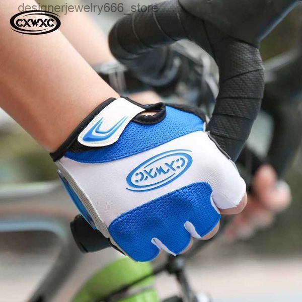 Luvas de cinco dedos CXWXC Luvas de ciclismo curtas sem dedos Gel Palm Anti-Shock Limpe o suor Design Lycra Tecido Mitten Men's MTB Road Bicycle Glove Q231206