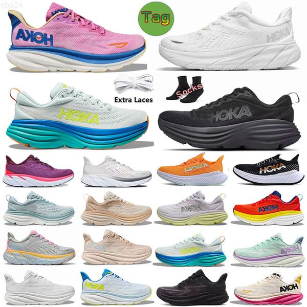 Top 2023 Hoka Clifton 8 9 Hoka Sapatos Hokas Mulheres Casual Running Shoes Dhgate Seeweed Brown Bondi 8 Triplo Preto Branco Carbono X 2 Mens Treinadores Sapatilhas Tamanho Euro 36-45