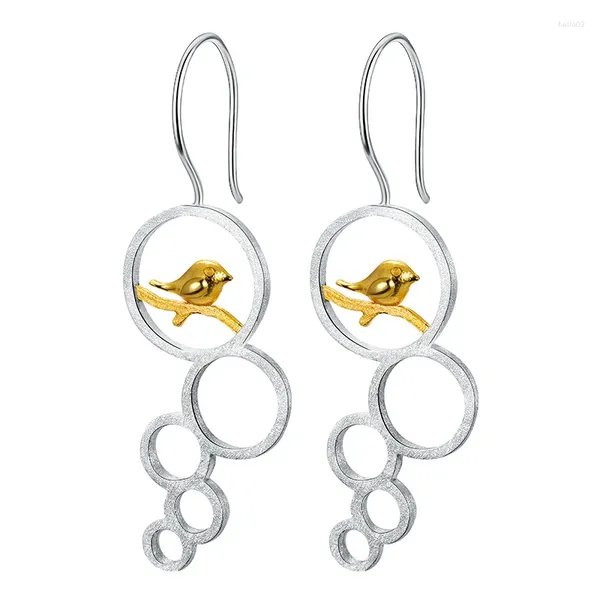 Orecchini pendenti Lotus Fun Vero argento sterling 925 naturale creativo fatto a mano fine gioielleria elegante fiore uccello per le donne Brincos