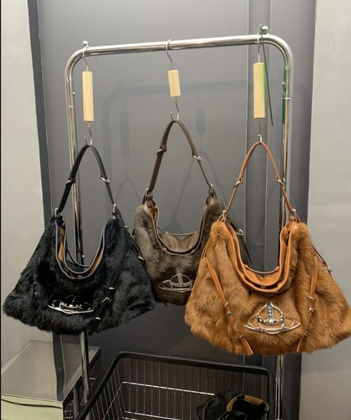 Sonbahar/Kış Büyük Kapasiteli Omuz Çantası Peluş Çanta Yüksek kaliteli vizon saç dokusu Kadın çantası şık tasarım duyu çantası