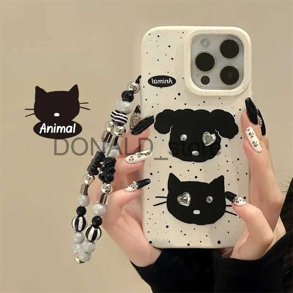 Handyhüllen Niedliche Cartoon-Katze-Welpen-Diamant-Schmuck-Telefonhülle für iPhone 15 14 13 12 11 Pro Max MINI 8 7 Plus XS 15PRO Bärenkette Rückseite J231206